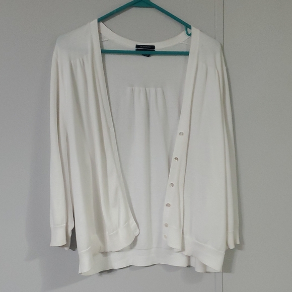 White Button-Up Cardigan - Picture 1 of 3